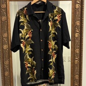 Men's Tommy Bahama Black Floral Button Down Shirt